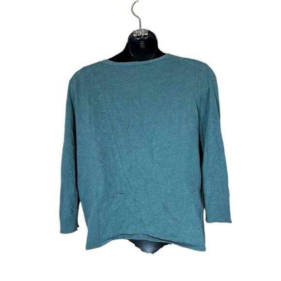 Eileen fisher organic cotton/cashmere knit cardigan green 3/4 sleeve small - Picture 3 of 5